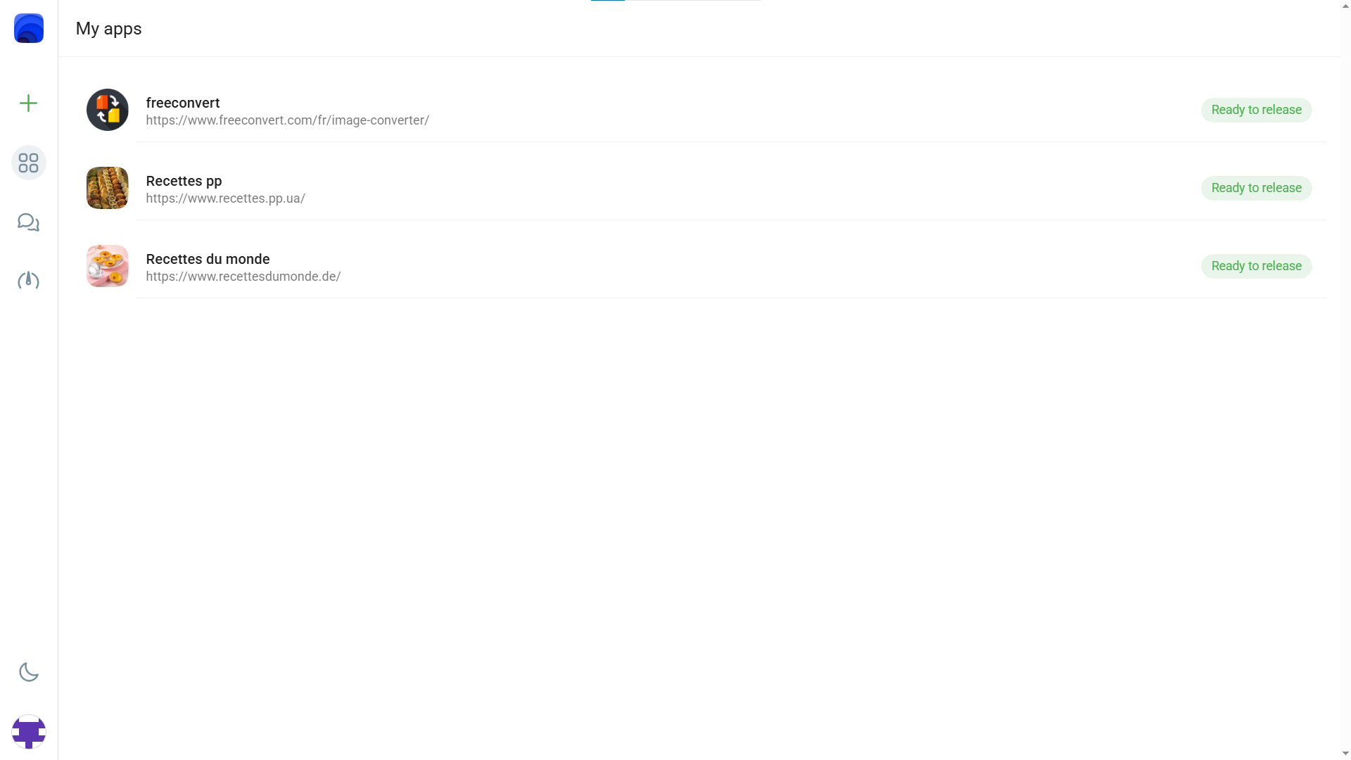 WebinApp dashboard panel