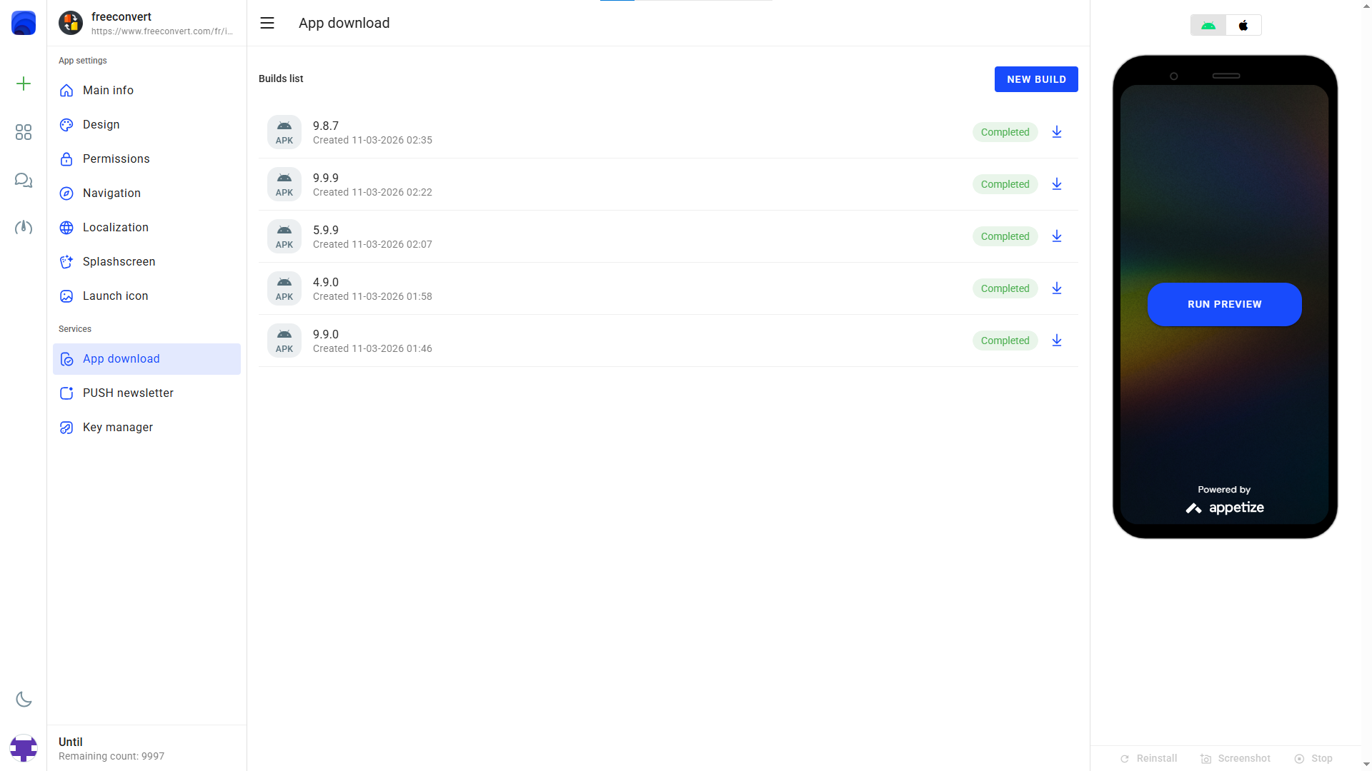 WebinApp build and download process